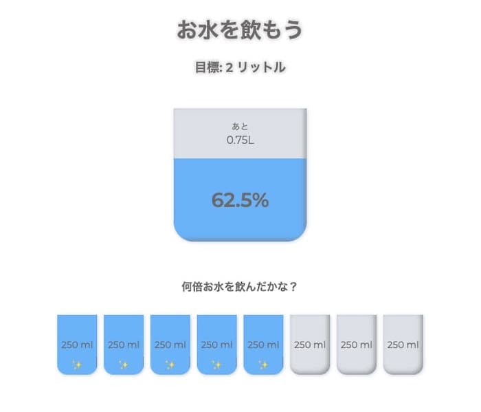 一日2リットルのお水を飲みましょう